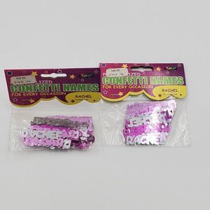 Rachel Name Confetti Foil Pink & Silver Kalan Lot of 2 Foil Party Supplies